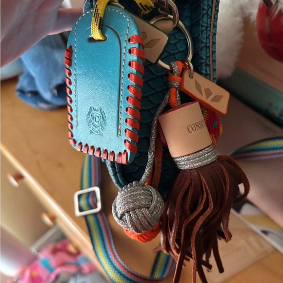 Consuela Turquoise Crossbody Bag with Multicolor Strap - Picture 6 of 6
